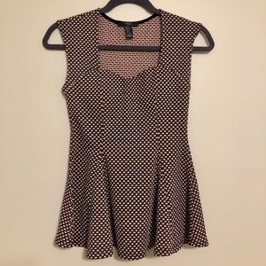 Pink and black peplum top